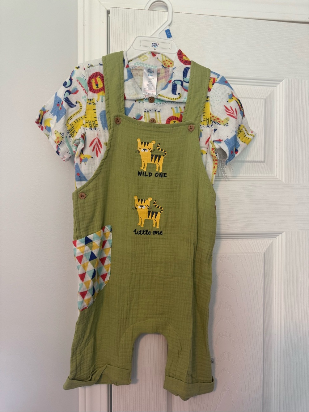 ExerSaucer 24M Muslin Animal Button-Front Romper with Animal Shirt